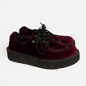 TUK Burgundy Velvet Platform Sneakers